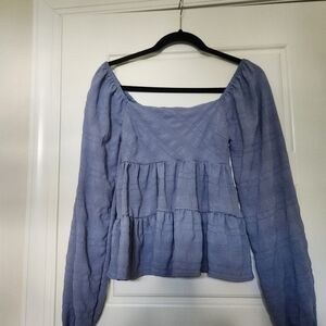 Altar'd State Purple Smocked Tiered Blouse